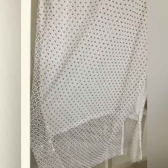Sincerely Jules white sequin net mesh cropped tank top and skirt set size medium - Picture 9 of 17